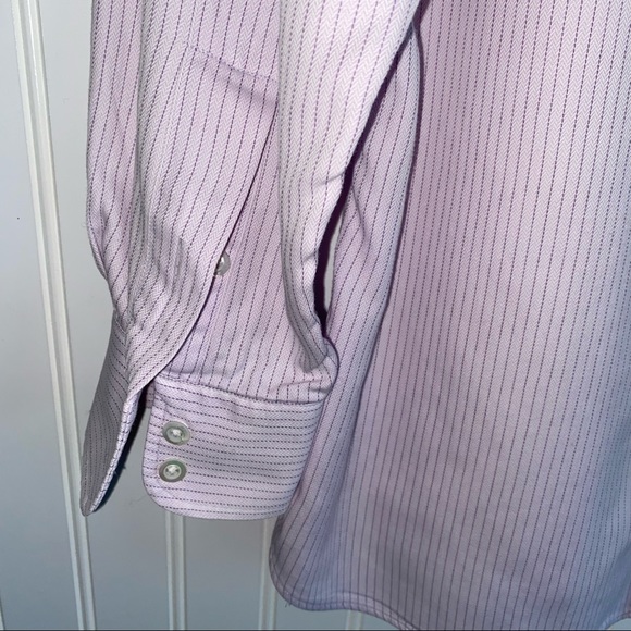 Burberry men’s long sleeve shirt SIZE 16-1/2 R light pink small stripe - Picture 6 of 10